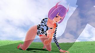 hey, check out this 3d hentai babe with big ass and tits in fishnet riding hard