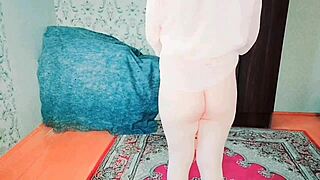 The sissy crossdresser in sexy dress rides cowgirl.