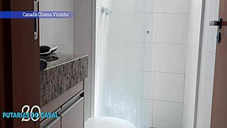 Wife cheats with neighbor for shower fix.