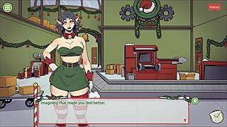 Yo, Claus surprises with femboy cum on Santa elf’s cute face in hentai!