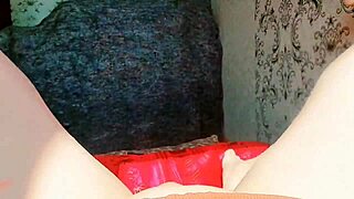 The sissy crossdresser in sexy dress rides cowgirl.