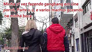 Milf Gangbang at Cinema with Cum-Filled Mouth