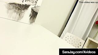 Sara Jay, the older boss beauty, bends over for doggystyle fucking with the big Latino worker