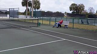 Buxom babe receives surprising facial