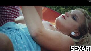 Perfect-Titted Lesbians Devour Each Other on Retro Trip