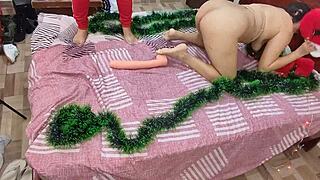 Intense Emotions Sucking Stepmother's Pussy And Ass For Christmas