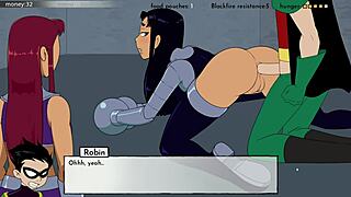 18titans part 28: cum inside starfire, blackfire, and jinx