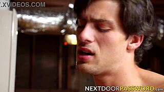 Two athletic neighbors share a passionate kiss after a workout