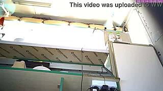 Sexy blonde step sister caught on hidden cam upskirt at work