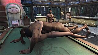 Fo4 Pool Table Party Turns Into Cute Anime Threesome Fun with Brunette Action