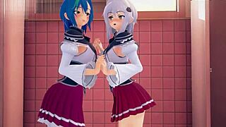 Koneko and Xenovia drive me wild with lesbian hentai action. This HS DxD NTR madness is unreal!