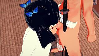 Demon slayer aoi kanazaki sucks tanjiro in hentai anime