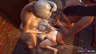 lesbian threesome turns straight girl wild in restaurant bathroom