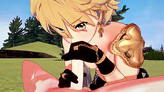 yo, check aether sucking venti's dick in genshin impact yaoi anime porn!