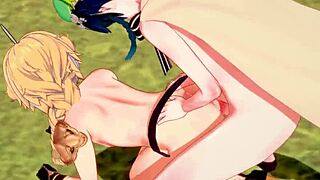 yo, check aether sucking venti's dick in genshin impact yaoi anime porn!