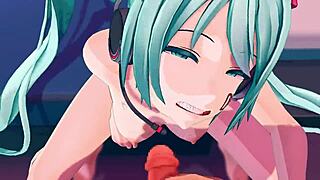 Miku gives a steamy blowjob in this hot Nubilia animation.