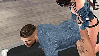 Babydoll dominates! Hard sex with strap-on on blonde guy, full red!