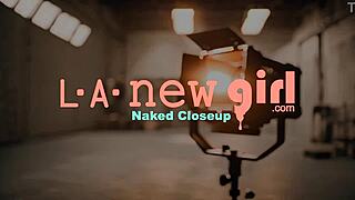 Glamorous Brunette Strips Naked for Close-Up Photoshoot