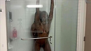 Skinny stepsister with tight pussy invites stepbrother for shower, leading to doggystyle with monster cock