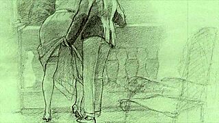 Vintage erotic drawings from retro anime and hentai collections