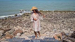 Curious outdoor display for neighbors featuring armpit and leg close-ups