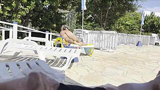 She saw me jerking off by the pool and helped me cum! 😏