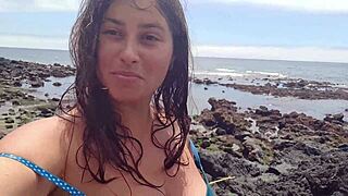 My Seductive Stepmom Flaunts Curves on Public Beach.