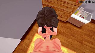 Néni Cass élvezi a POV szexet Cassidy Hamada-val hentai fantáziában