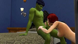 Hulk pounds sexy redhead's ass anal only. Intense fucking action unleashed.