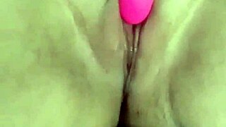 Massive squirt hits camera with remote vibrator and dildo play
