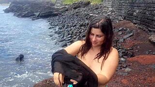 My Seductive Stepmom Flaunts Curves on Public Beach.