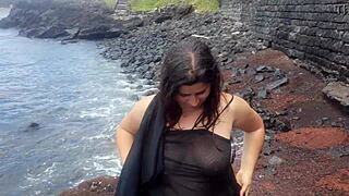 My Seductive Stepmom Flaunts Curves on Public Beach.