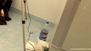 kinky asian twink strokes in steamy shower scene