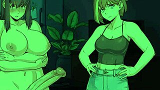 Chloe Watches Amy Masturbate And Jerks Futa Cock