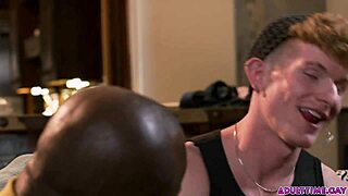 An old Black man claims a redhead twink’s tight virginity in a raw encounter.