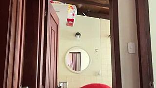 Mi Vecina Caught in Bathroom, Ends with Cute MILF Creampie