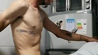 Passionate Amateur Sex in the Kitchen with Skinny Latina Squirting Hard.