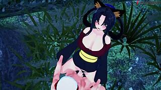 akeno blindfolded bj from kuroka in hsdxd ntr madness