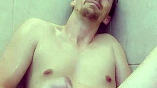 in the shower, this latina amateur masturbates messily while her wife is nearby