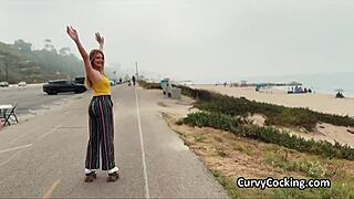 i'm seein this busty blonde on roller blades pickin up a guy for some dick