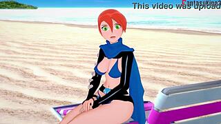 yae miko in bikini has sex on the beach pov in genshin impact hentai