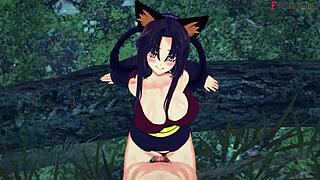 akeno blindfolded bj from kuroka in hsdxd ntr madness