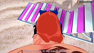 yae miko in bikini has sex on the beach pov in genshin impact hentai