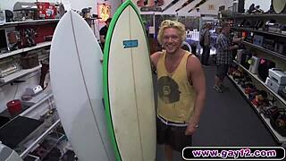blonde muscle surfer dude hanging out by the beach