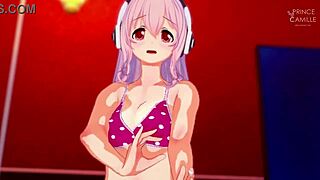 Super Sonico Gets Horny While Modeling for You in Hentai Anime