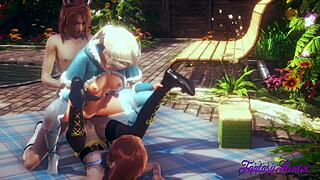 Frozen Hentai Elsa & Anna Fucked Fingering Threesome Anime Manga Japanese Disney Porn