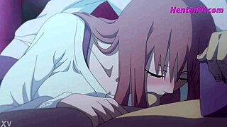 Stepsister gives a quick blowjob at the cinema during the screening of an anime movie