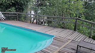 Baby Sophy in Red Lingerie Doggystyle Fucking with Heels and Natural Tits