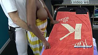 husband sent his milf wife for a sensual massage. black masseur oils her huge natural boobs!