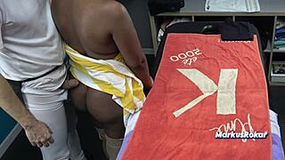 husband sent his milf wife for a sensual massage. black masseur oils her huge natural boobs!